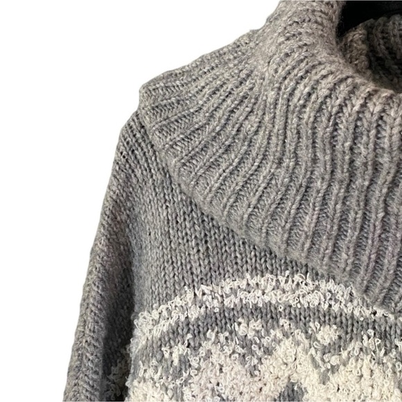 Free People Fair Isle Button Cowl Neck Sweater Women’s M Fuzzy Slouchy Nordic - Picture 4 of 12